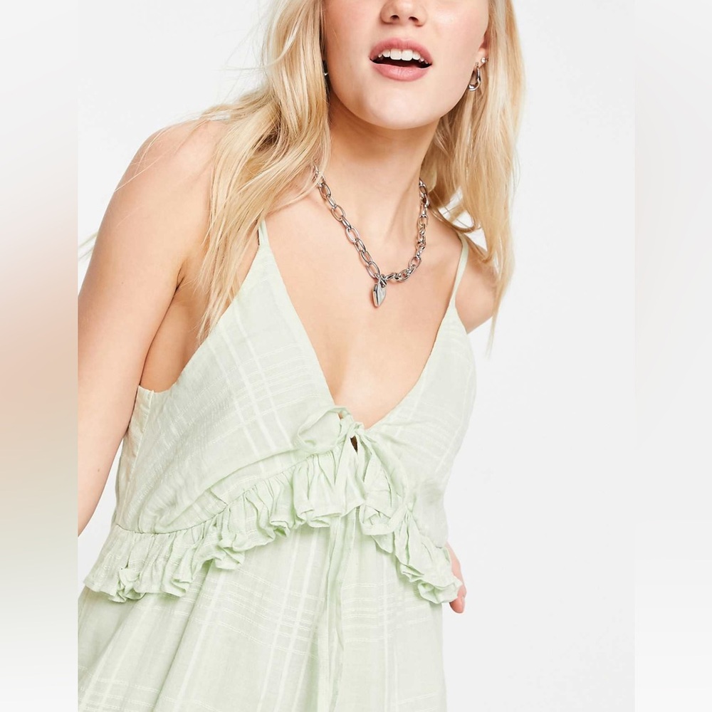 ASOS Design Mint Green Ruffle Jumpsuit - Picture 3 of 6